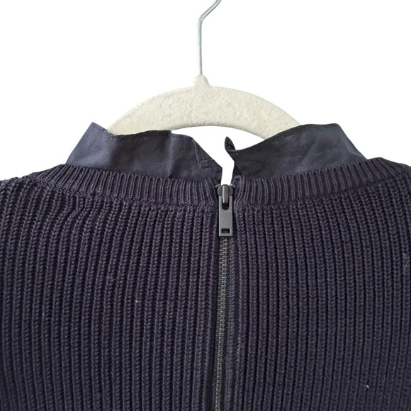 COS Silk Cotton Blend Sweater Shirt Dress Size XS Navy Blue Ruffle Hem Cottage - Picture 8 of 11